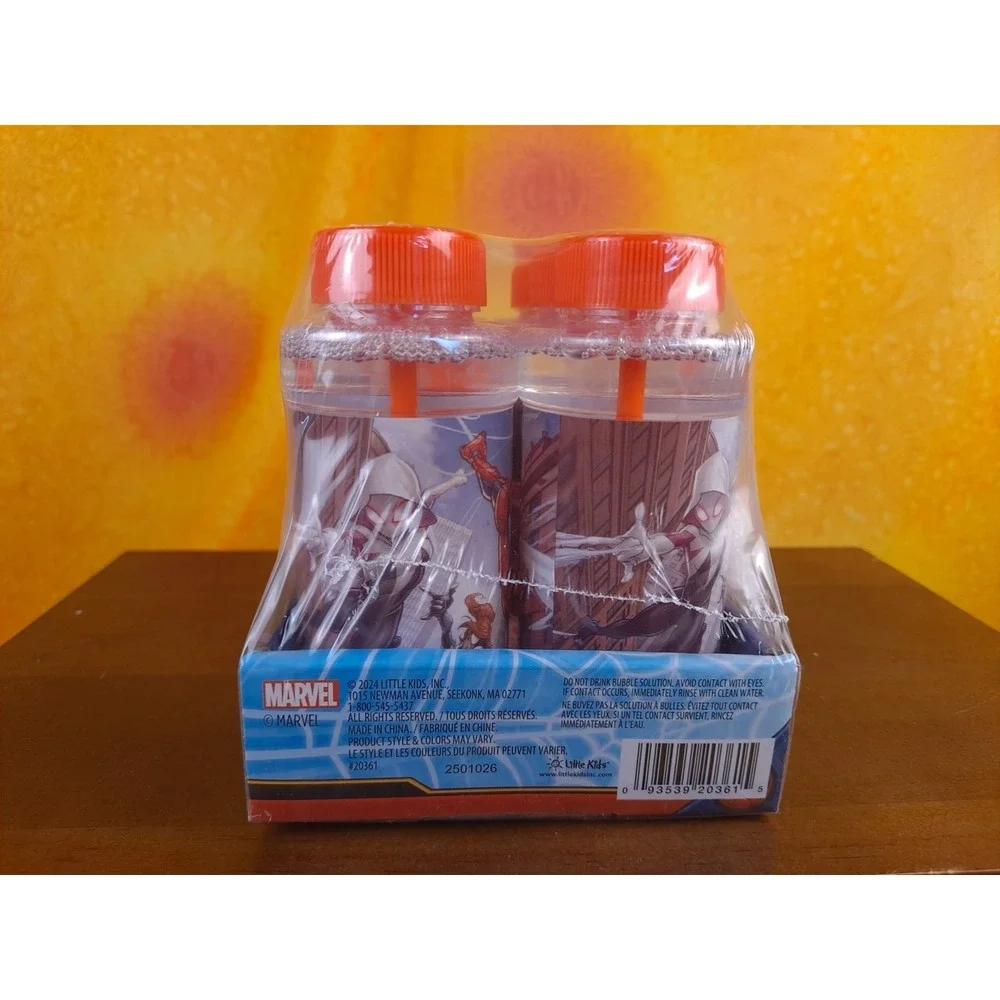 Set Of 6 Marvel‎ Spider-Man Party Pack Bubbles 4oz Spiderman Labeled Bottles